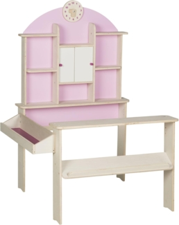 roba Kaufladen mit Theke, Uhr, Rückwand & Schiebetüren, inkl. Kaufladenzubehör, Holz rosa / weiß, 81 x 71 x 112 cm