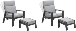 Garden Impressions Gartenstuhl 2er Set Relaxsessel Max Relaxliege Loungesessel mit Hocker Alu, verstellbare Rückenlehne / wetterfest / 120 kg Tragkraft