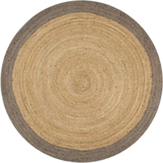 vidaXL Teppich Handgefertigt Jute mit Grauem Rand 150 cm 133676