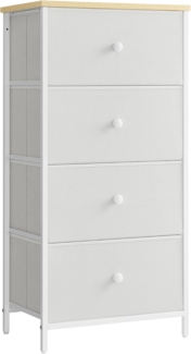 Songmics 'STL314W57' Kommode mit 4 Stoff-Schubladen, Holz / Stahl cremeweiß-eichenfarben, 91,7 x 30 x 45 cm