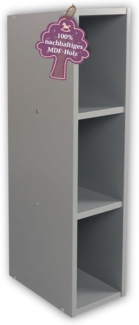 Puckdaddy Mikkel | Stauraumregal kompatibel mit IKEA Malm Kommoden | 19 x 30 x 75 cm | Regal aus Holz in Grau | Kommoden-Fächerregal für Wickelkommoden | Wickeltisch-Regal zur Kinderzimmer-Aufbewahrung