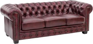 Sofa Chesterfield 3-Sitzer Echtleder rot