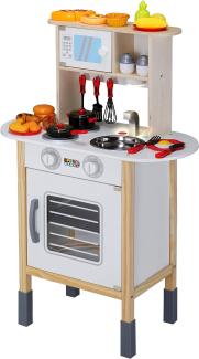 Spielwerk 'Happy Kitchen' Kinderküche mit Mikrowelle und Zubehör, Holz weiß, 57 x 29,5 x 83 cm