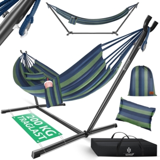 KESSER® Hängematte LAKE mit Gestell, für 2 Personen, 200kg Belastbarkeit, Blau