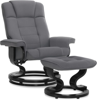 MCombo Relaxsessel mit Hocker, 360°drehbarer Fernsehsessel mit Liegefunktion, bis 120 Kg belastbarer TV-Sessel, moderner Ruhesessel für Wohnzimmer, Kunstleder, 9019 (Grau-Mikrofaser)