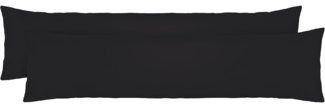 biberna 0077144 Kopfkissenbezug Feinjersey, gekämmte Baumwolle, superweich 2 x 40 x 140 cm, schwarz
