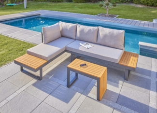 LC Garden 'Sungardo' Gartenlounge-Set inkl. Auflagen, 3tlg., individuell stellbar, Aluminium anthrazit / braun, 70 x 35 x 41 cm