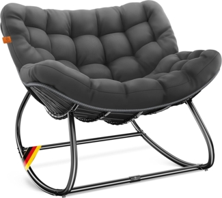 KESSER® 'XXL Chillexer' Schaukelstuhl mit Rutschfesten Füßen, für drinnen & draußen, Witterungsbeständig, Stahl / Polyester anthrazit, 100 x 100 x 85 cm