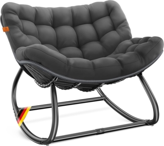KESSER® 'XXL Chillexer' Schaukelstuhl mit Rutschfesten Füßen, für drinnen & draußen, Witterungsbeständig, Stahl / Polyester anthrazit, 100 x 100 x 85 cm