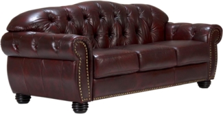 Sofa Chesterfield Hereford 3-Sitzer Echtleder rot