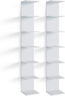Vicco 'Paolo' Wandregal mit 7 Ebenen (2er Set), Spannplatte weiß, 30 x 190 x 28 cm