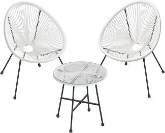 Songmics 'GGF013W02' Balkonmöbel 3er Set, Innen- und Außenbereich, Stahl / Polyethylen weiß