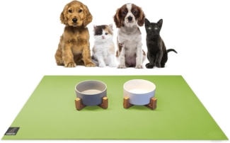 SanoZoo® Napfunterlage - Öko-TEX - Made in Germany - rutschfeste Futtermatte für Hunde & Katzen 60x90 cm Grün, wasserfest