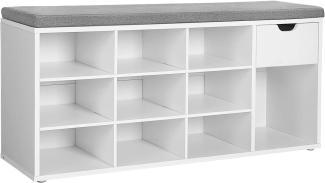 Vasagle Schuhbank mit offenen Fächern und Stauraum, Holzspanplatte Weiß, 104 x 30 x 48 cm