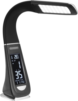 monzana 'Lilly' Schreibtischlampe, schwarz, LED, mit Display für Kalender, Uhr, Wecker & Thermometer