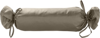 Mako Satin / Baumwollsatin Nackenrollen Bezug uni / einfarbig braun 15x40 cm mit Bändern