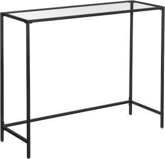 Vasagle Konsolentisch, Beistelltisch aus Hartglas, 100 x 35 x 80 cm, einfacher Aufbau, verstellbare Füße, Wohnzimmer, Flur, schwarz