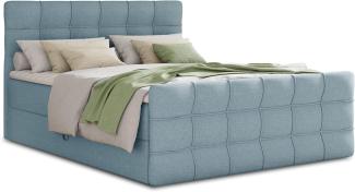 Boxspringbett Best Lux mit Fußteil, 2 Bettkästen, Bonell-Matratze und Topper, Polsterbett (Blau (Vidar 83), 180 x 200 cm)