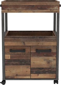 FORTE Home Bar Barschrank mit Rollen, Holzwerkstoff, Grau/Braun, 60 x 88,5 x 40 cm