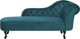 Beliani 'Nimes' Chaiselongue, Blaugrün, Samt, 79 x 65 x 169 cm, Rechts