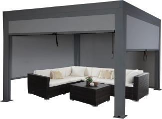 Mendler 'HWC-L46' Pergola, Regenrinne sturmfest, Aluminium anthrazit, 3x4 m