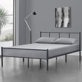 en.casa Laos Metallbett 140x200 cm, Dunkelgrau, mit Lattenrost
