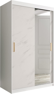 Kleiderschrank Kamoga T2 120 (Weiß / Marmor Weiß + Gold, ohne Schubladen)