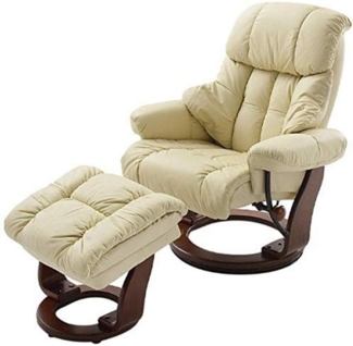 Relax-Sessel mit Hocker CALGARY, creme/walnussfarben