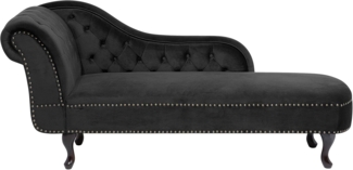 Beliani 'Nimes' Chaiselongue, Schwarz, Samt, 79 x 65 x 169 cm, Links