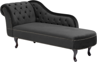Beliani 'Nimes' Chaiselongue, Schwarz, Samt, 79 x 65 x 169 cm, Links
