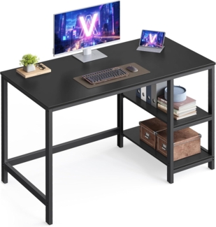 Vasagle Schreibtisch im Industrie-Design, mit 2 Ablagen auf der rechten oder linken Seite, Stahlgestell, Schwarz, 120 x 60 x 75 cm