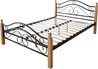 Metallbett inkl. Lattenrost 140x200 schwarz/natur