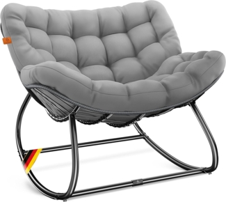 KESSER® Schaukelstuhl für drinnen & draußen ergonomischer Schaukelsessel | maximale Belastung von 120kg Relaxsessel mit Rutschfesten Füßen, Witterungsbeständig | Ideal für Balkon, Garten & Wohnzimmer Grau, XXL Chillexer