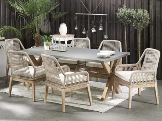 Beliani 'OLBIA' Gartentisch Set, Beton beige, 200 x 100 x 75 cm