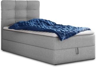 Boxspringbett Best Mini mit Bettkasten und Matratzentopper - Einzelbett mit Bonell-Matratze und Topper, Polsterbett, Bett, Schlafzimmer (Grau (Inari 91), 100 x 200 cm)
