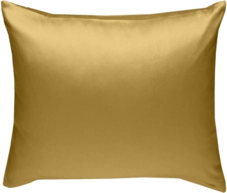 Bettwaesche-mit-Stil Mako-Satin / Baumwollsatin Bettwäsche uni / einfarbig gold Kissenbezug 40x40 cm