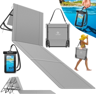 KESSER® Klappbare Strandmatte mit Verstellbarer Rückenlehne – Faltbare Strandliege mit Tragegurt, wasserdichter Tasche & Aufbewahrung – Sonnenliege für Strand, Garten & Terrasse 130 kg belastbar