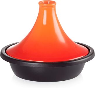 Le Creuset Gusseisen-Tagine, Rund, Ø 27 cm, Für alle Herdarten, Induktion und Backofen geeignet, Ofenrot