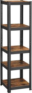 SONGMICS Schwerlastregal mit verstellbaren Ablagen, Stahl / MDF vintagebraun-schwarz, 150 x 37 x 37 cm