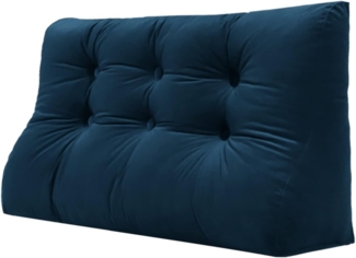 VERCART Keil-Lesekissen, dreieckig, Bettsttze, Rckenlehne, Kopfteil, Rckensttze, dekoratives Kissen, blauer Samt, 100 x 25 x 55 cm