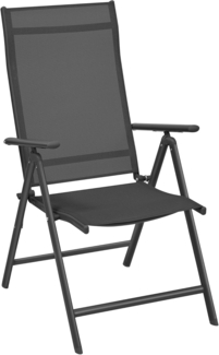 Songmics Gartenstuhl, klappbar, Rückenlehne 8-stufig verstellbar, Aluminium / Kunstfasergewebe, 56 x 70 x 106 cm, Schwarz