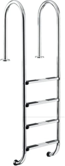 Steinbach Einbauleiter, schmal, 4-stufig, für Pools mit 145 - 150 cm Höhe, Edelstahl Silber
