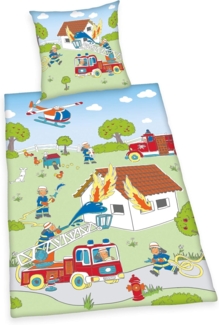 Feuerwehr Bettwäsche 80/80+135/200 cm. Baumwolle