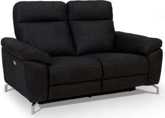 Selesta 2-Sitzer Sofa – mit Elektrische Relaxfunktion, USB - Stoffbezug Schwarz