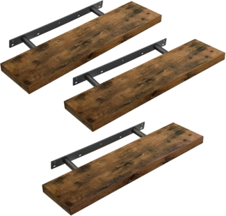 VASAGLE Wandregal, 3 Stück, MDF vintagebraun, 80 x 20 x 3,8 cm
