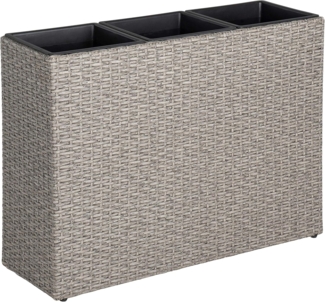 Hochbeet Polyrattan Blumenkübel Pflanzkübel Rattan Blumentopf Set Grau-Mix