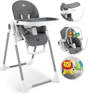 KIDIZ® 3in1 Hochstuhl Kinderhochstuhl inkl. Spielbügel , Babyliege , Kombihochstuhl Babyhochsitz ,7 höhenverstellbar Verstellbare Rückenlehne , mitwachsend ab 0 Monate bis 6 Jahre Babystuhl Dunkelgrau
