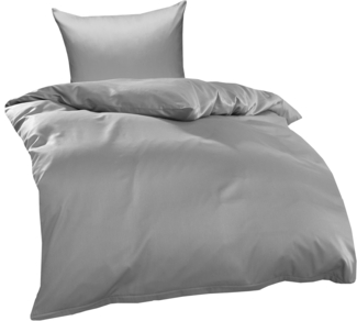 Bettwaesche-mit-Stil 'Ina' Bettwäsche, Mako Interlock Jersey grau, 135 x 200 cm + 80 x 80 cm