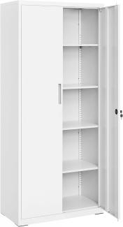 Songmics Aktenschrank mit 5 Ebenen, Stahl mattweiß, 80 x 40 x 180 cm