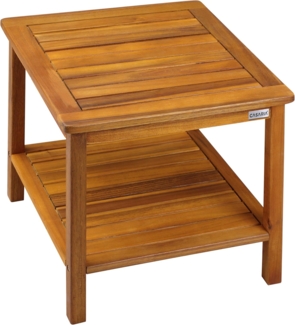 Casaria 'Washington' Beistelltisch mit 2 Ablagen, wasserfest, Akazie, 45 x 45 x 45 cm